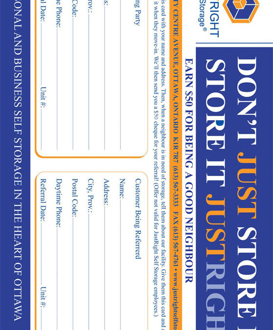 self_storage_ottawa_referral_slip Just Right Self Storage